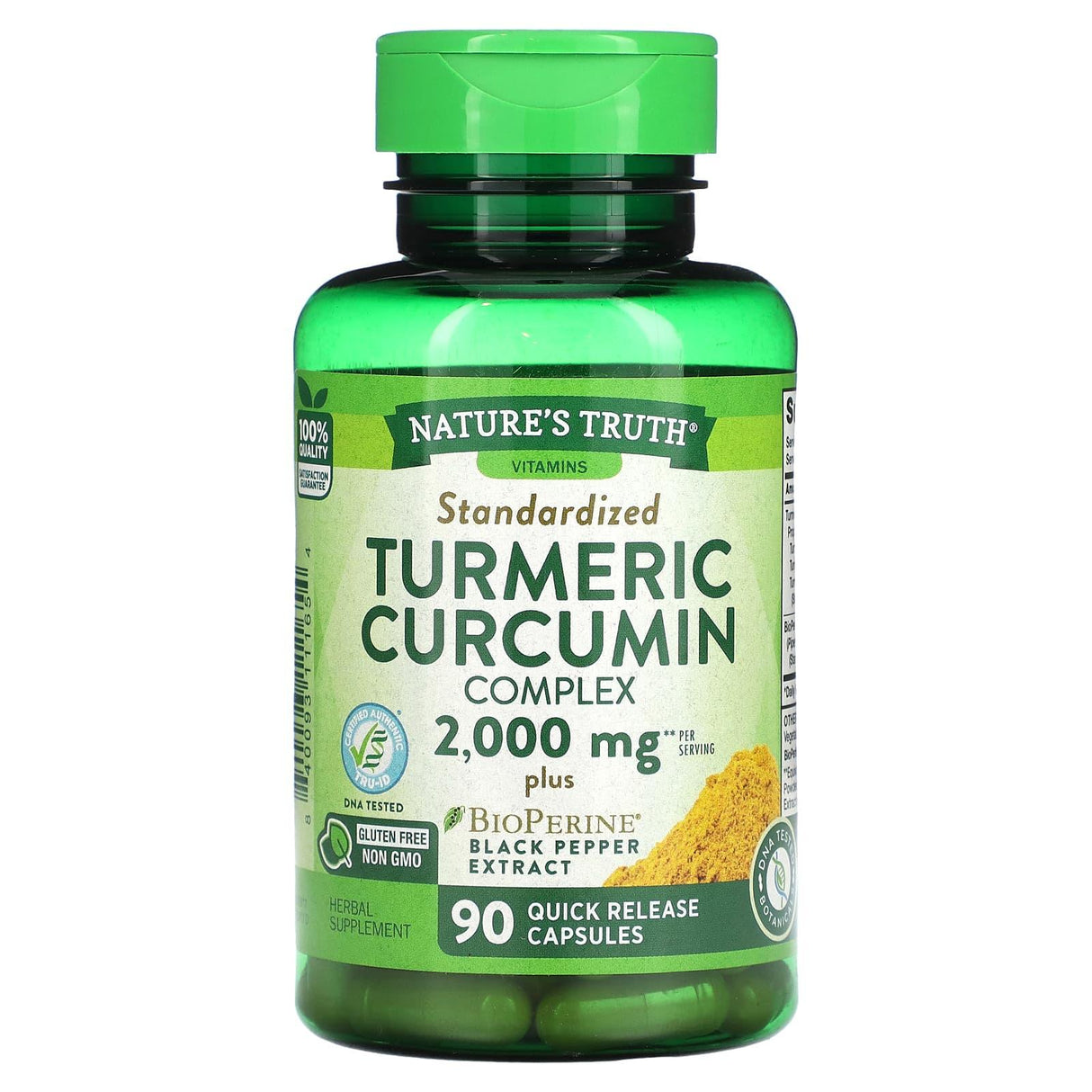 Nature's Truth, Turmeric Curcumin Complex Plus BioPerine Black Pepper Extract, Standardized, 1,000 mg, 90 Quick Release Capsules - Supply Center USA