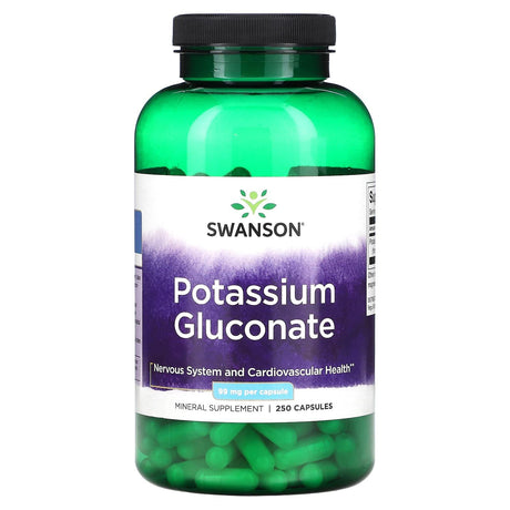 Swanson, Potassium Gluconate, 99 mg, 250 Capsules - Supply Center USA