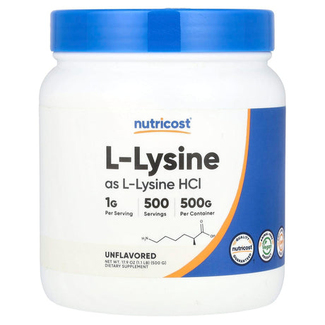 Nutricost, L-Lysine, Unflavored, 17.9 oz (500 g) - Supply Center USA