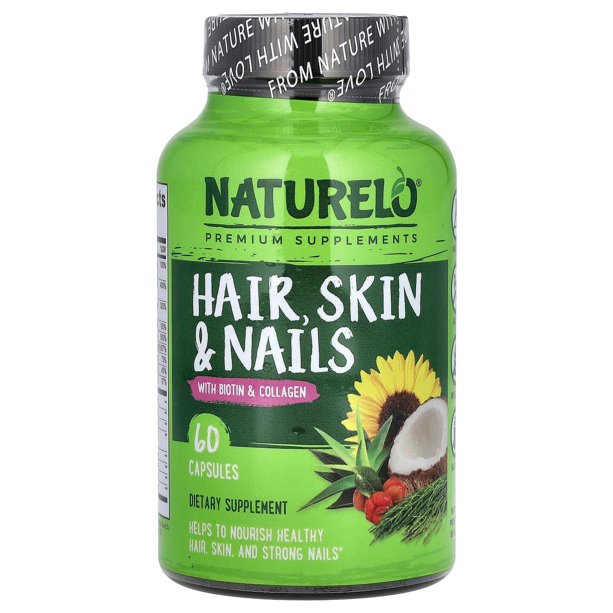 NATURELO, Hair, Skin & Nails With Biotin & Collagen, 60 Capsules - Supply Center USA