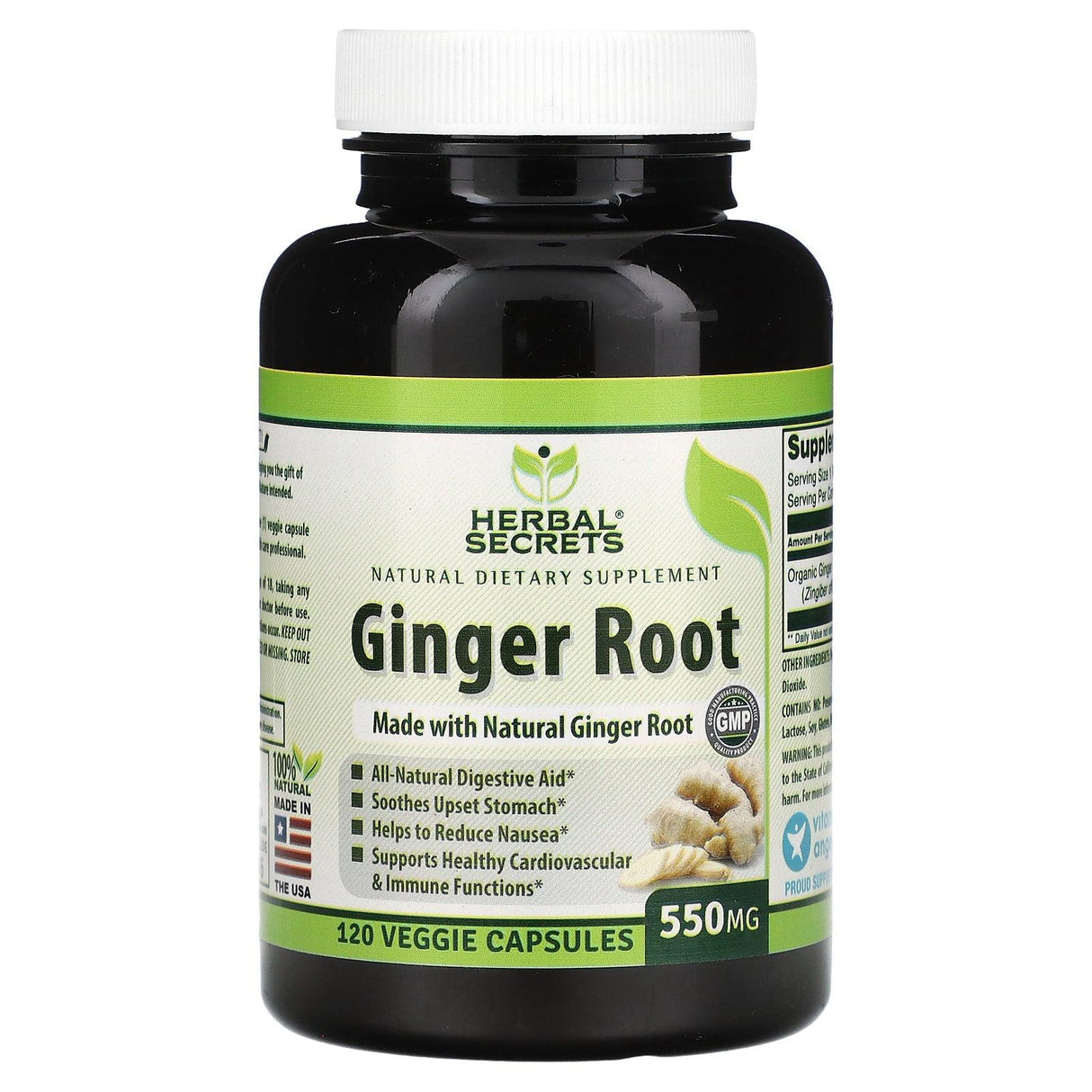 Herbal Secrets, Ginger Root, 550 mg, 120 Veggie Capsules - Supply Center USA