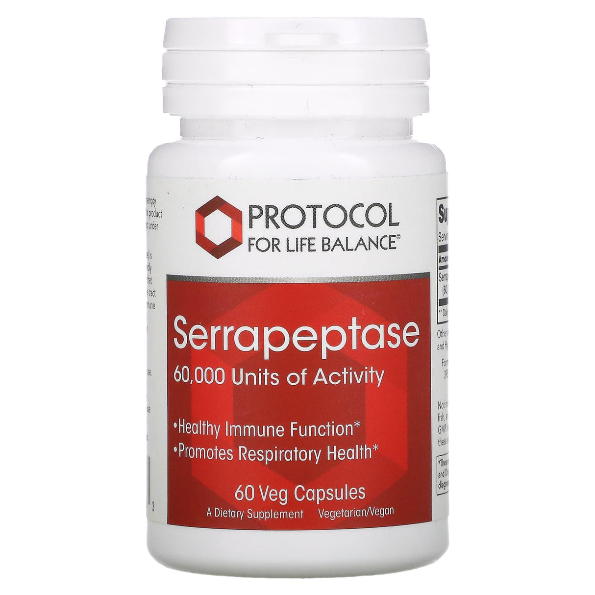 Protocol for Life Balance, Serrapeptase, 60,000, 60 Veg Capsules - Supply Center USA