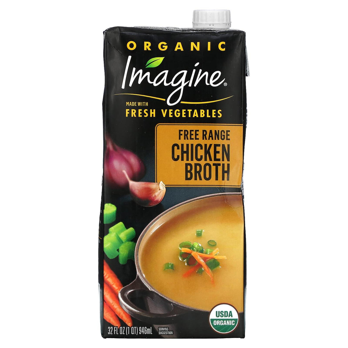 Imagine Soups, Organic Free Range Chicken Broth, 32 fl oz (946 ml) - Supply Center USA