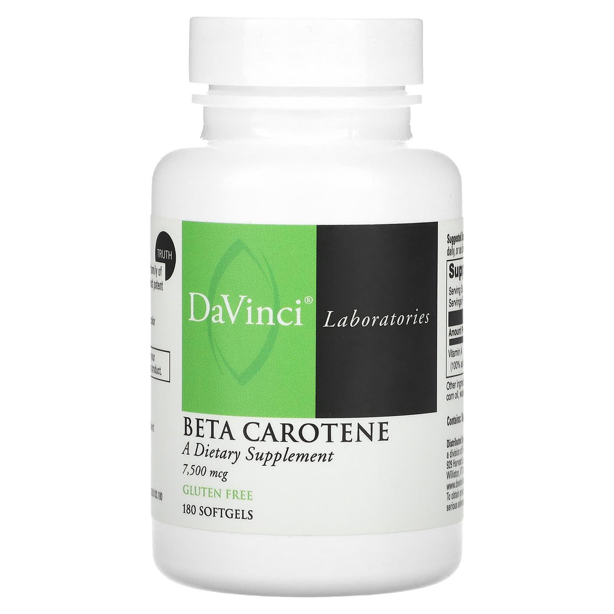 DaVinci Laboratories of Vermont, Beta Carotene, 7,500 mcg, 180 Softgels - Supply Center USA