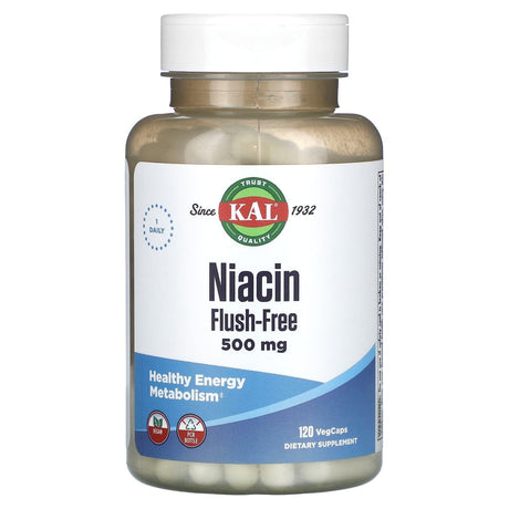 KAL, Niacin, Flush-Free, 500 mg, 120 VegCaps - Supply Center USA