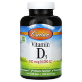 Carlson, Vitamin D3, 100 mcg (4,000 IU), 360 Soft Gels - Supply Center USA