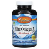 Carlson, Wild Norwegian, Elite Omega-3 Gems, Natural Lemon, 800 mg, 90 Soft Gels - Supply Center USA