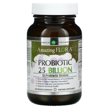 Amazing Nutrition, Amazing Flora, Probiotic, 25 Billion CFU, 60 Veggie Capsules - Supply Center USA