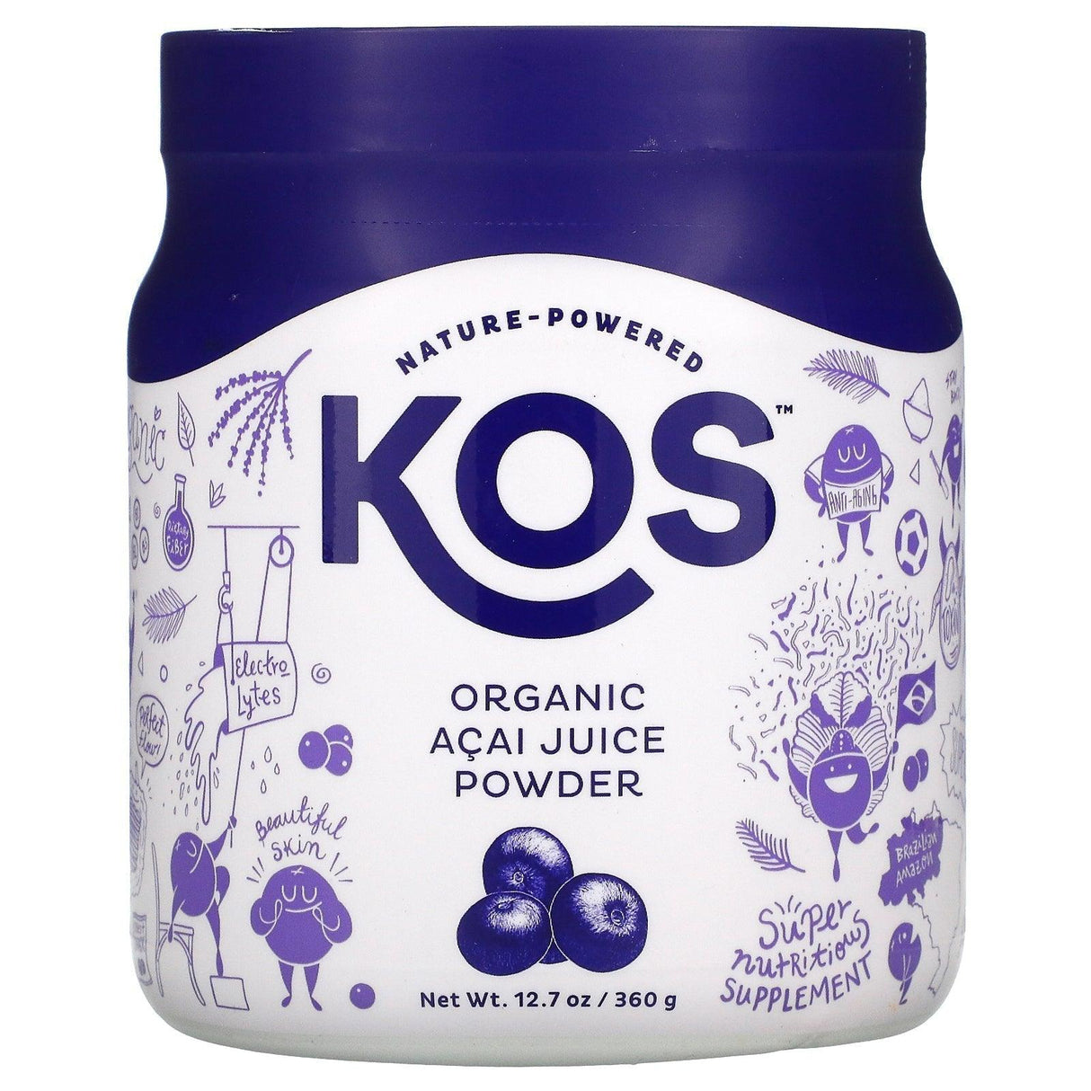 KOS, Organic Acai Juice Powder, 12.7 oz (360 g) - Supply Center USA