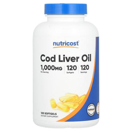 Nutricost, Cod Liver Oil, 1,000 mg, 120 Softgels - Supply Center USA