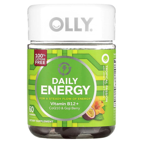 OLLY, Daily Energy, Caffeine Free, Tropical Passion, 60 Gummies - Supply Center USA