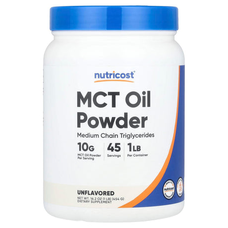 Nutricost, MCT Oil Powder, Unflavored, 16.2 oz (454 g) - Supply Center USA