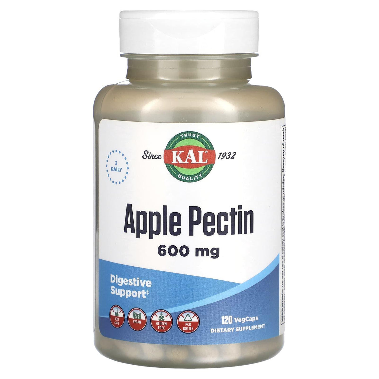 KAL, Apple Pectin, 600 mg, 120 VegCaps - Supply Center USA