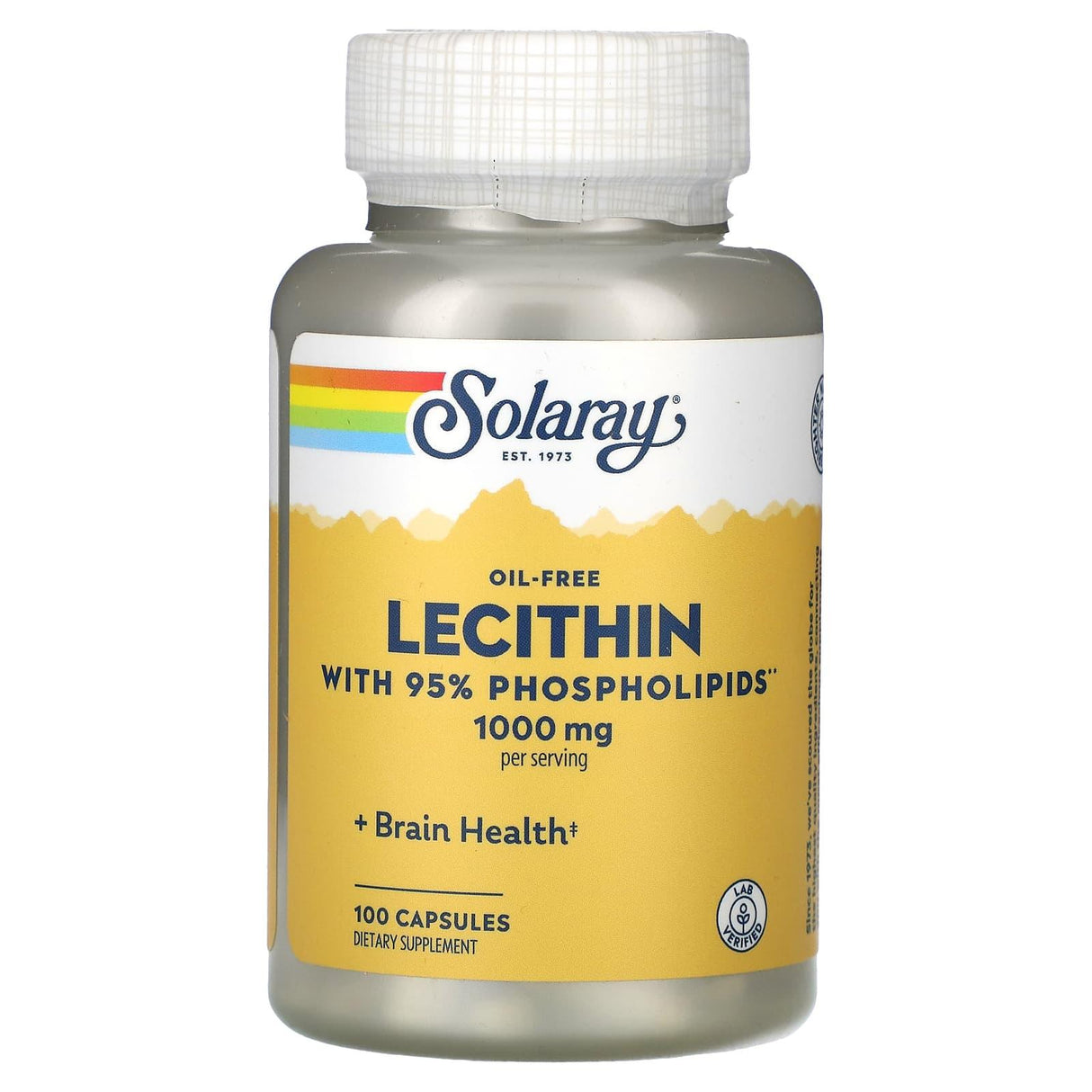 Solaray, Oil-free, Lecithin, with 95% Phospholipids, 500 mg, 100 Capsules - Supply Center USA