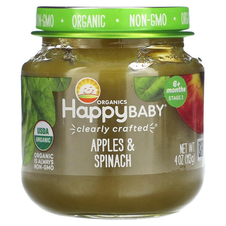 Happy Family Organics, Happy Baby, 6+ Months, Apples & Spinach, 4 oz (113 g) - Supply Center USA