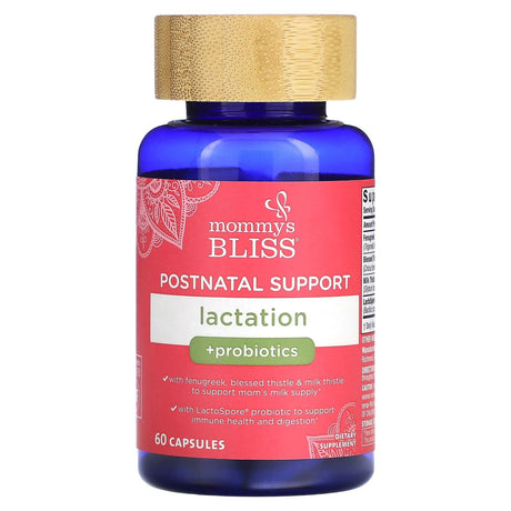 Mommy's Bliss, Postnatal Support, Lactation + Probiotics, 60 Capsules - Supply Center USA