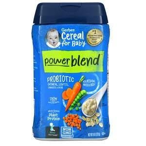 Gerber, Powerblend Cereal for Baby, Probiotic Oatmeal, Lentil, Carrots & Peas, 2nd Foods, 8 oz (227 g) - Supply Center USA