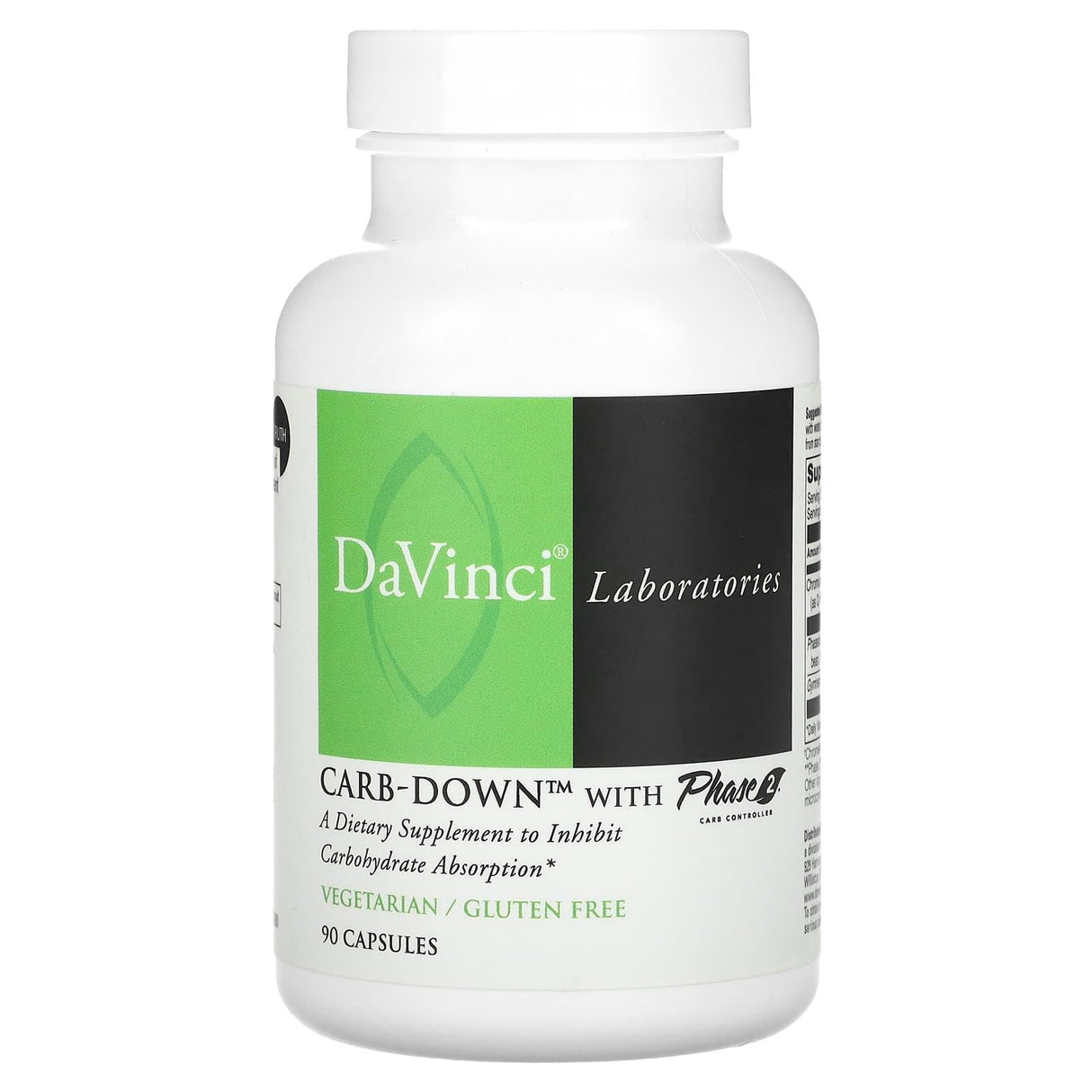 DaVinci Laboratories of Vermont, Carb-Down with Phase 2 Carb Controller, 90 Capsules - Supply Center USA