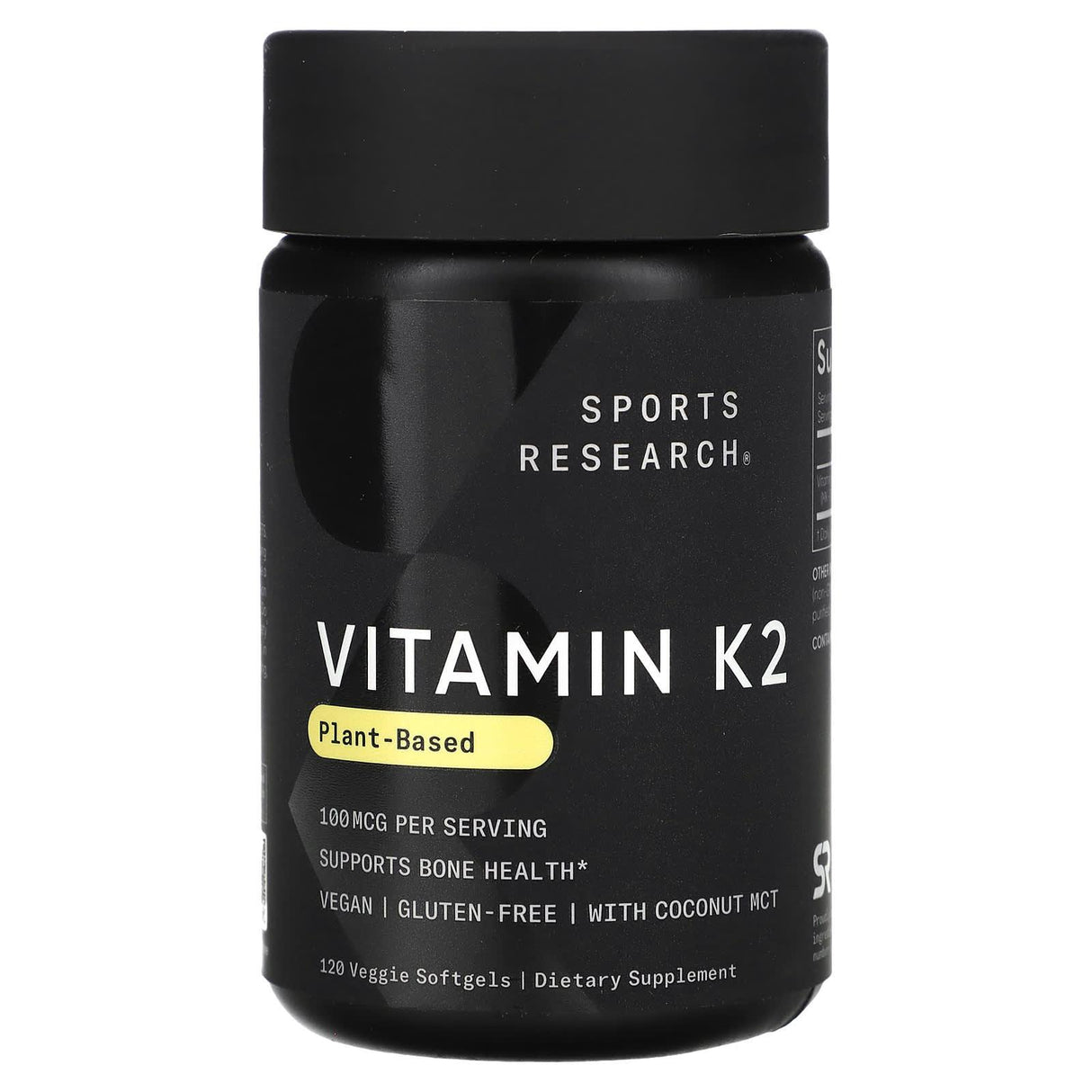 Sports Research, Vitamin K2, Plant-Based, 100 mcg, 120 Veggie Softgels - Supply Center USA