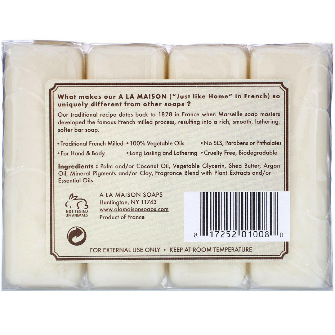 A La Maison de Provence, Hand & Body Bar Soap, Oat Milk, 4 Bars, 3.5 oz (100 g) Each - HealthCentralUSA