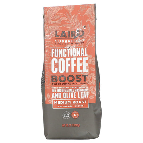 Laird Superfood, Peruvian Functional Coffee, Boost, Ground, Medium Roast, 12 oz (340 g) - Supply Center USA