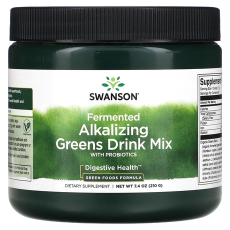 Swanson, Fermented Alkalizing Greens Drink Mix With Probiotics, 7.4 oz (210 g) - Supply Center USA