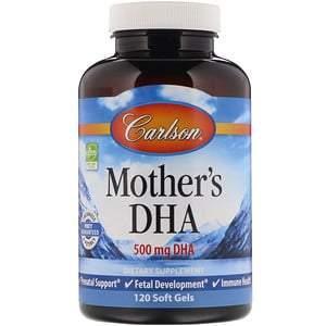 Carlson Labs, Mother's DHA, 500 mg, 120 Soft Gels - Supply Center USA