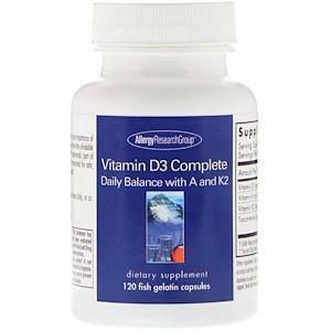 Allergy Research Group, Vitamin D3 Complete, 120 Fish Gelatin Capsules - Supply Center USA