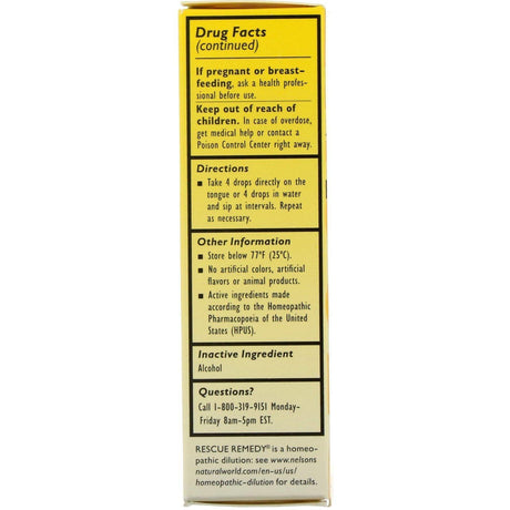 Bach, Original Flower Remedies, Rescue Remedy, Natural Stress Relief, 0.7 fl oz (20 ml) - Supply Center USA