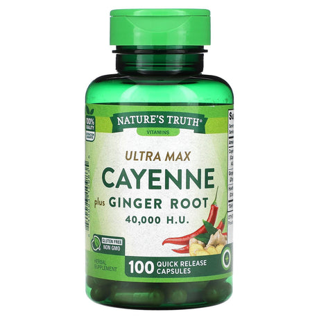 Nature's Truth, Vitamins, Ultra Max Cayenne Plus Ginger Root, 100 Quick Release Capsules - Supply Center USA