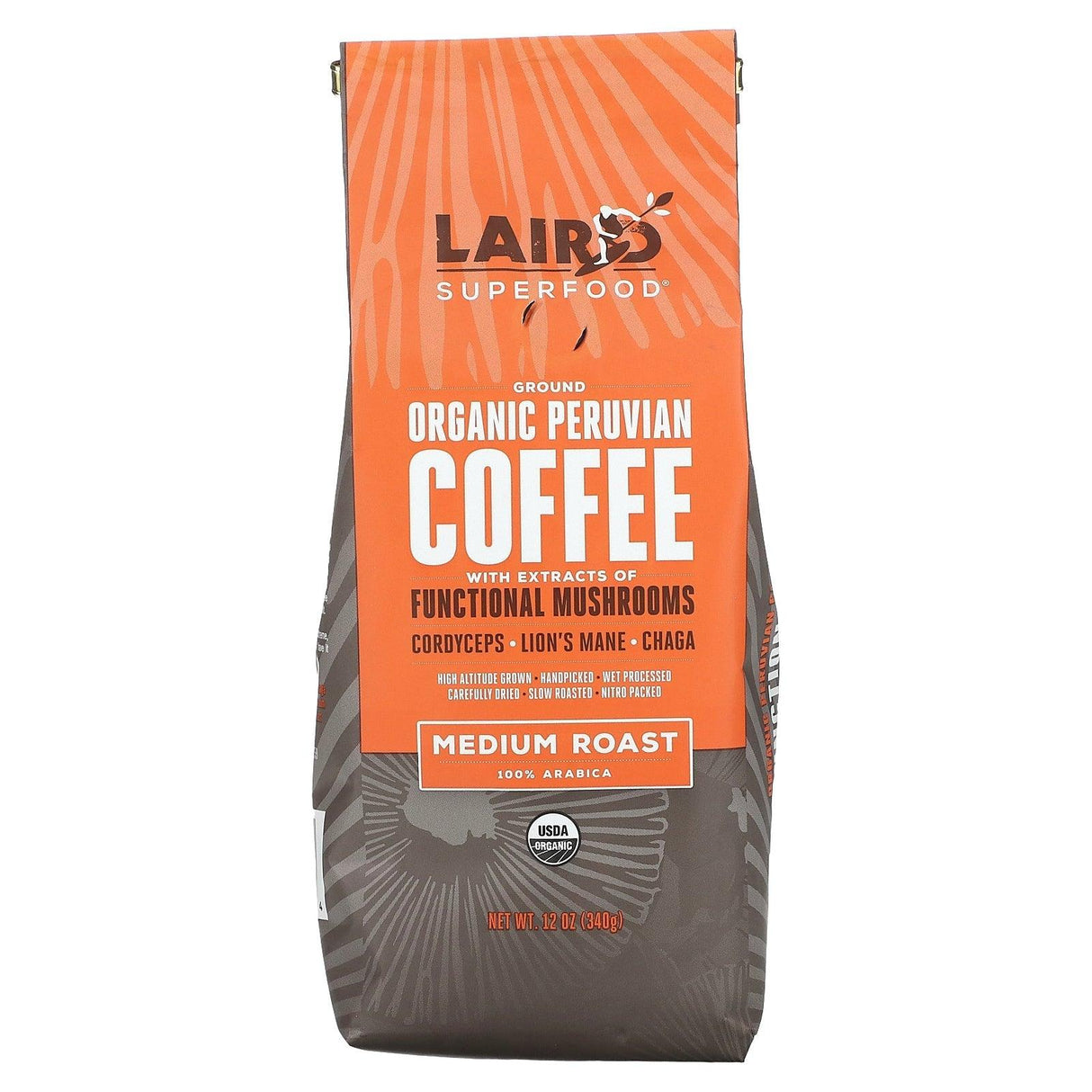 Laird Superfood, Organic Peruvian Coffee, Ground, Medium Roast, 12 oz (340 g) - Supply Center USA