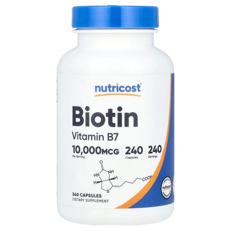 Nutricost, Biotin, 10,000 mcg, 240 Capsules - Supply Center USA