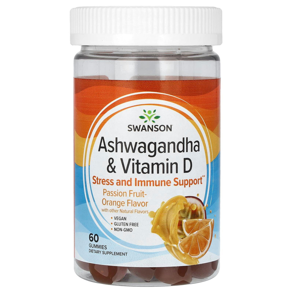 Swanson, Ashwagandha & Vitamin D, Passion Fruit-Orange, 60 Gummies - Supply Center USA