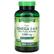 Nature's Truth, Vitamins, Triple Omega 3-6-9, Fish, Flax, Borage, 1,200 mg, 200 Quick Release Softgels - Supply Center USA