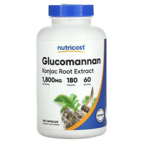 Nutricost, Glucomannan, Konjac Root Extract, 600 mg, 180 Capsules - Supply Center USA