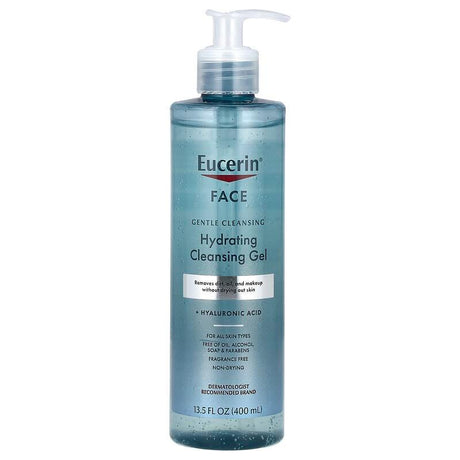 Eucerin, Face, Hydrating Cleansing Gel, Fragrance Free, 13.5 fl oz (400 ml) - Supply Center USA