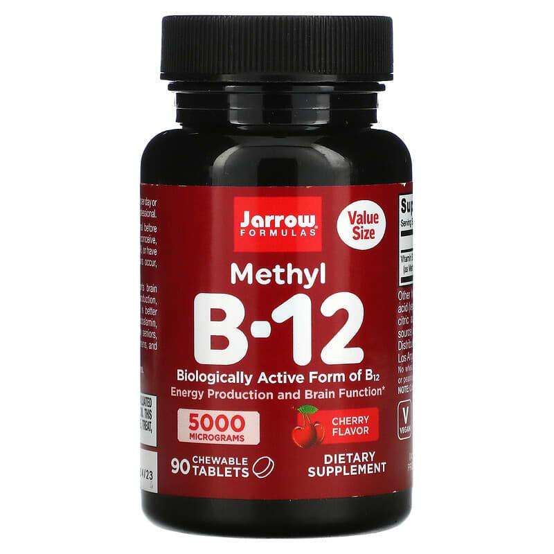 Jarrow Formulas, Methyl B-12, Cherry, 5,000 mcg, 90 Chewable Tablets - Supply Center USA