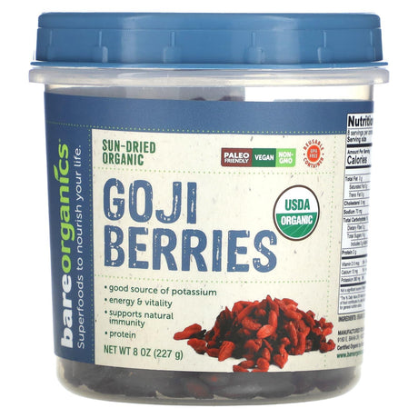 BareOrganics, Sun-Dried Organic Goji Berries, 8 oz (227 g) - Supply Center USA