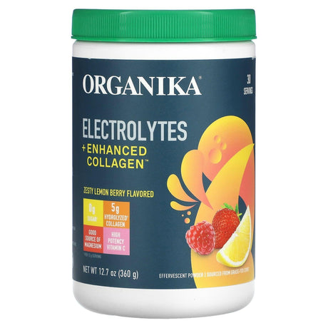 Organika, Electrolytes + Enhanced Collagen, Zesty Lemon Berry, 12.7 oz (360 g) - Supply Center USA