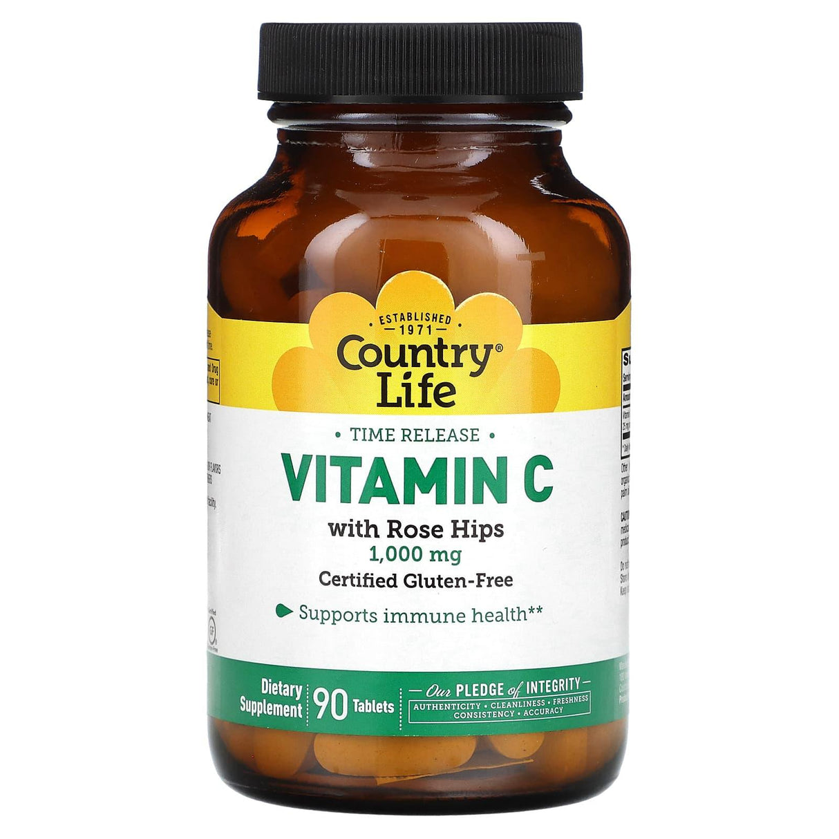 Country Life, Time Release Vitamin C with Rose Hips, 1,000 mg, 90 Tablets - Supply Center USA