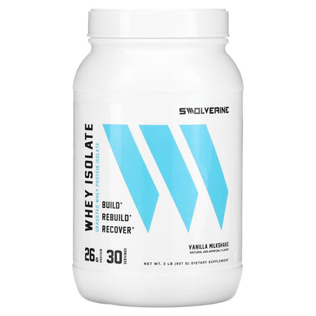 Swolverine, Whey Isolate, Vanilla Milkshake, 2 lb (907 g) - Supply Center USA