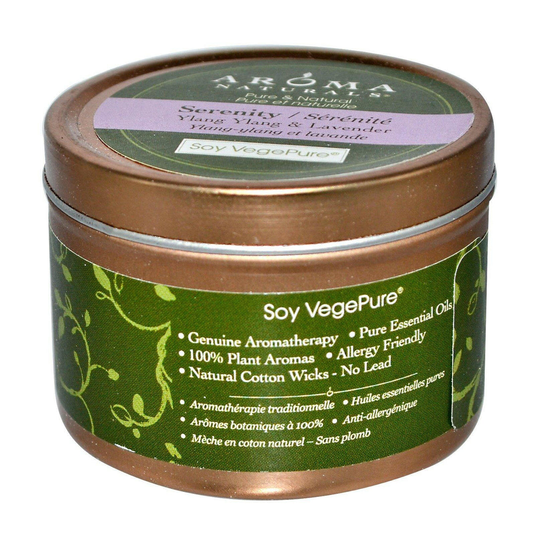 Aroma Naturals, Soy VegePure, Travel Candle, Serenity, Ylang Ylang & Lavender, 2.8 oz (79.38 g) - HealthCentralUSA