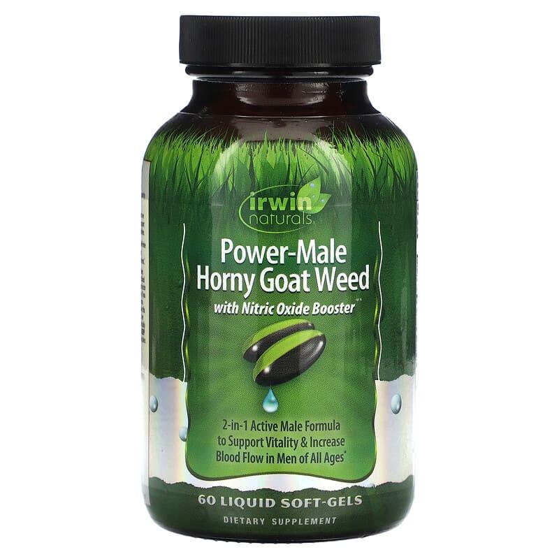 Irwin Naturals, Power-Male Horny Goat Weed, With Nitric Oxide Booster, 60 Liquid Soft-Gels - Supply Center USA