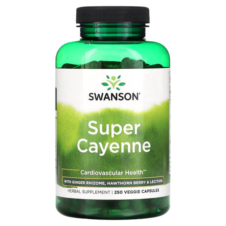 Swanson, Super Cayenne with Ginger Rhizome, Hawthorn Berry & Lecithin, 250 Veggie Capsules - Supply Center USA