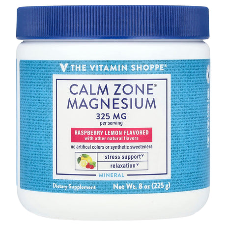 The Vitamin Shoppe, Calm Zone®, Magnesium, Raspberry Lemon, 16 oz (450 g) - Supply Center USA