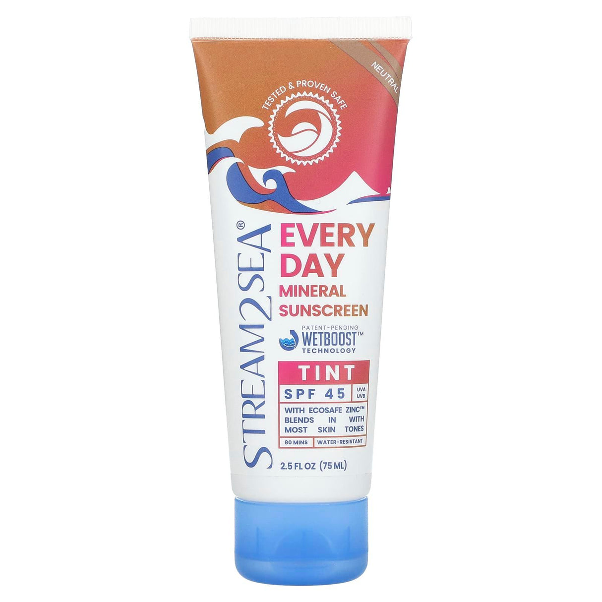 Stream2Sea, Everyday Mineral Sunscreen Tint, SPF 45, Neutral , 2.5 fl oz (75 ml) - Supply Center USA