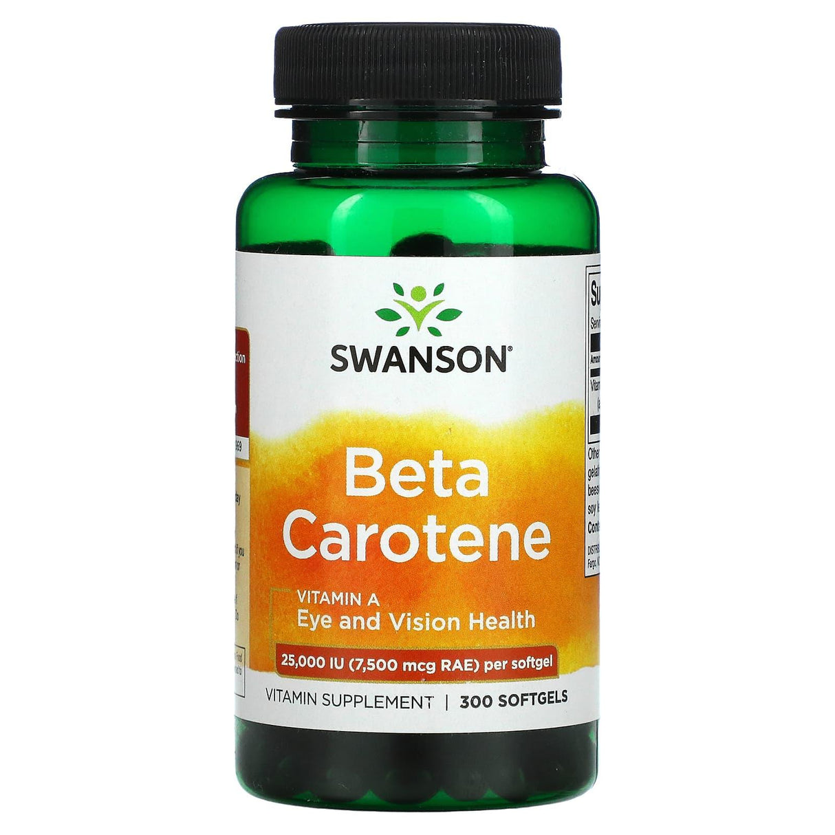 Swanson, Beta Carotene, 25,000 IU (7,500 mcg RAE), 100 Softgels - Supply Center USA