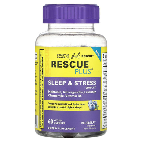 Bach, Rescue Plus, Sleep & Stress Support, Blueberry, 60 Vegan Gummies - Supply Center USA