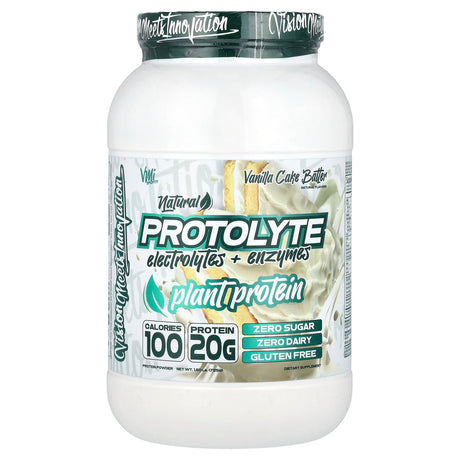 VMI Sports, ProtoLyte, Plant Protein Powder, Vanilla Cake Batter, 1.6 lb (725 g) - Supply Center USA