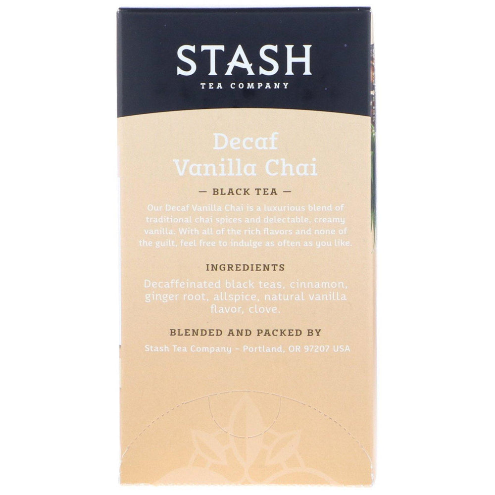 Stash Tea, Black Tea, Decaf Vanilla Chai, 18 Tea Bags, 1.2 oz (36 g) - HealthCentralUSA